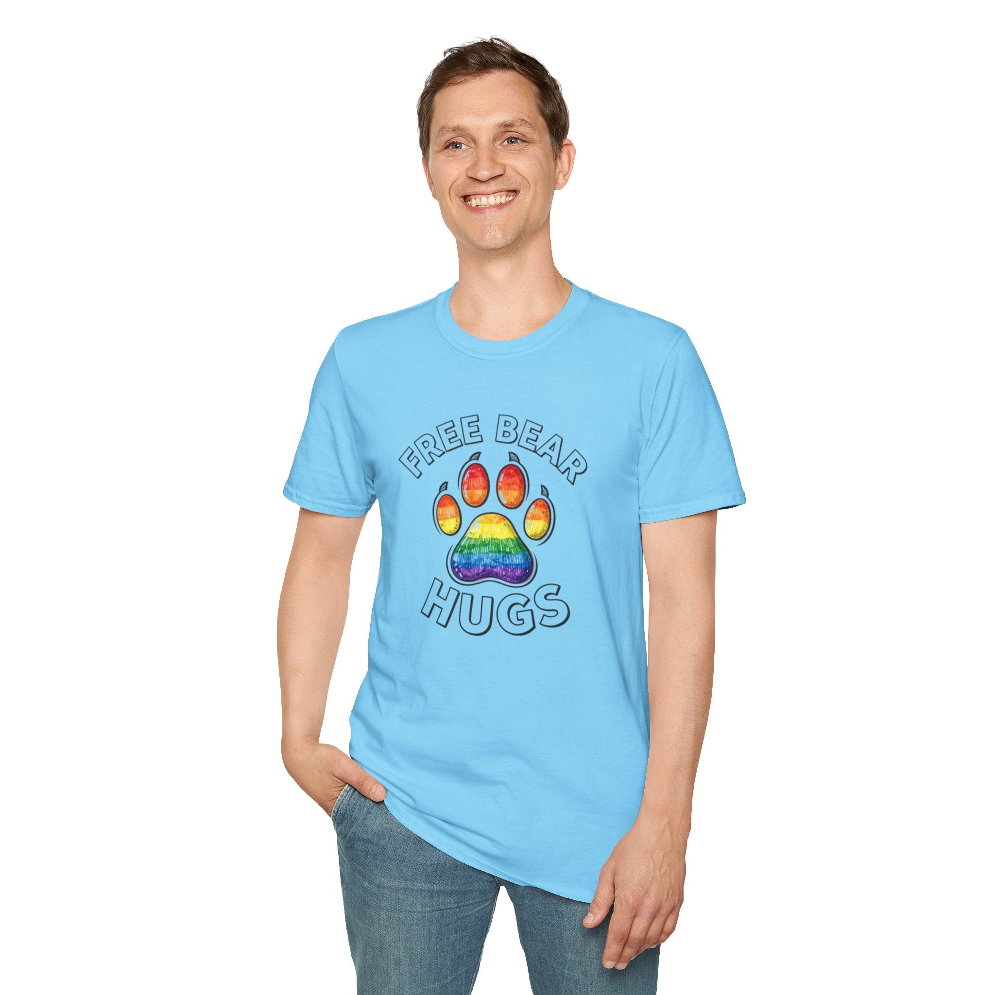 Free Bear Hugs Rainbow Paw T-Shirt