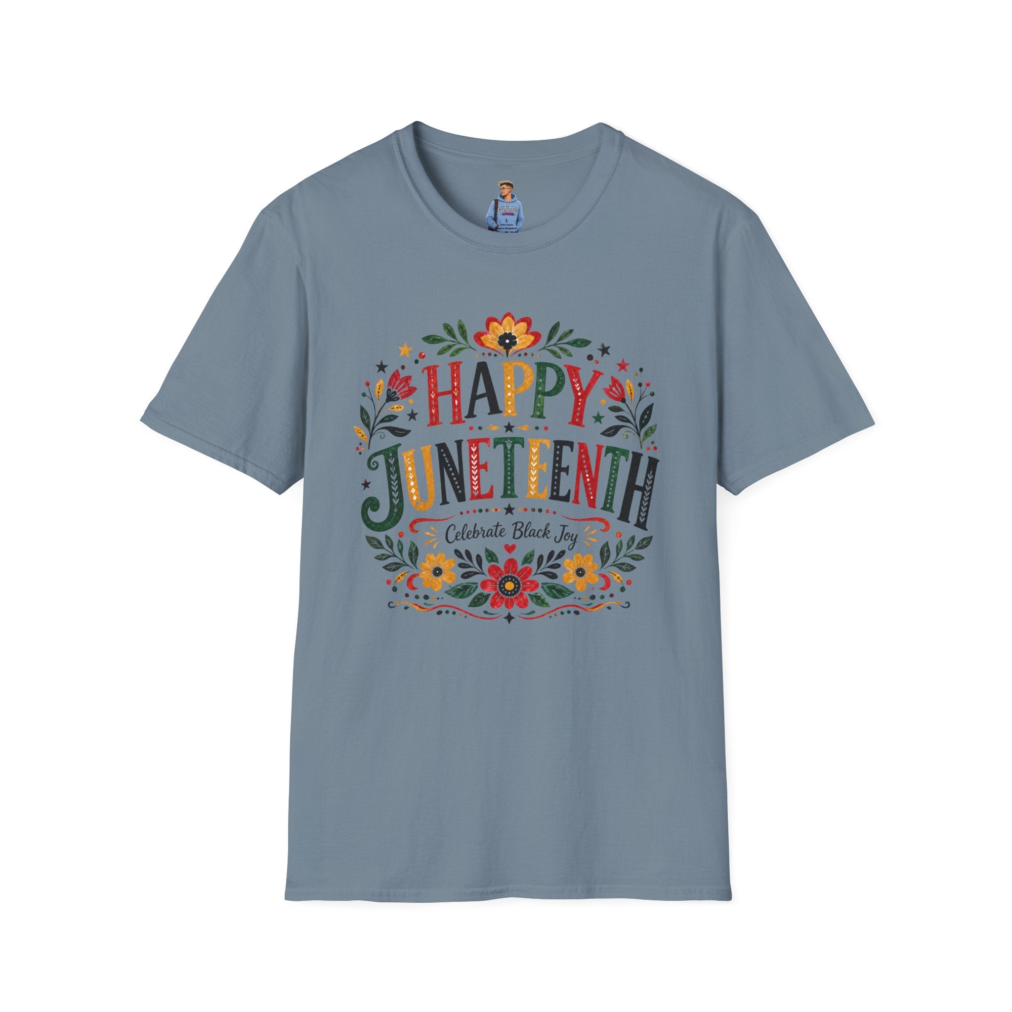 Juneteenth T-Shirt — "Happy Juneteenth" Floral Celebration Tee