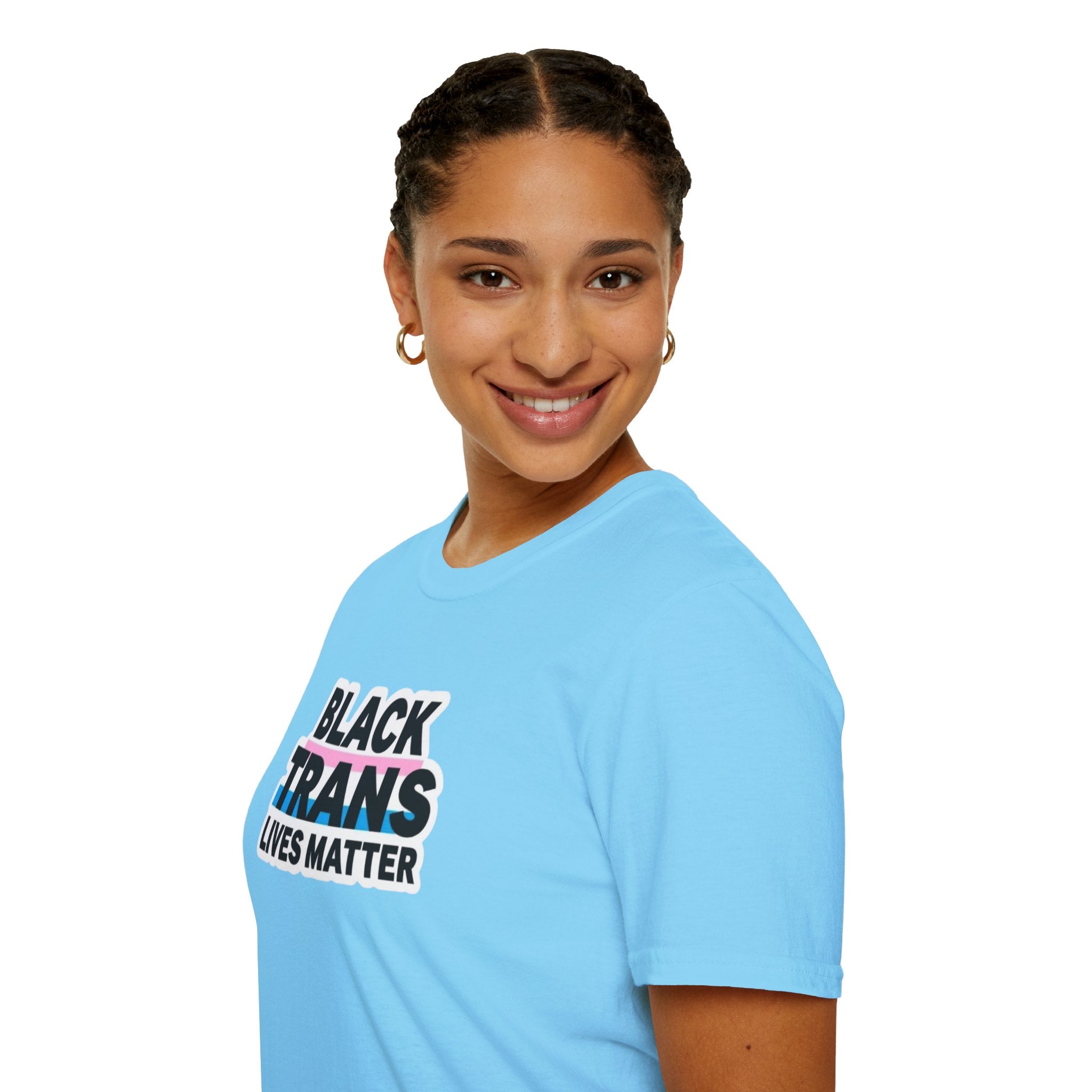 Unisex Softstyle T-Shirt - Black Trans Lives Matter Statement Tee