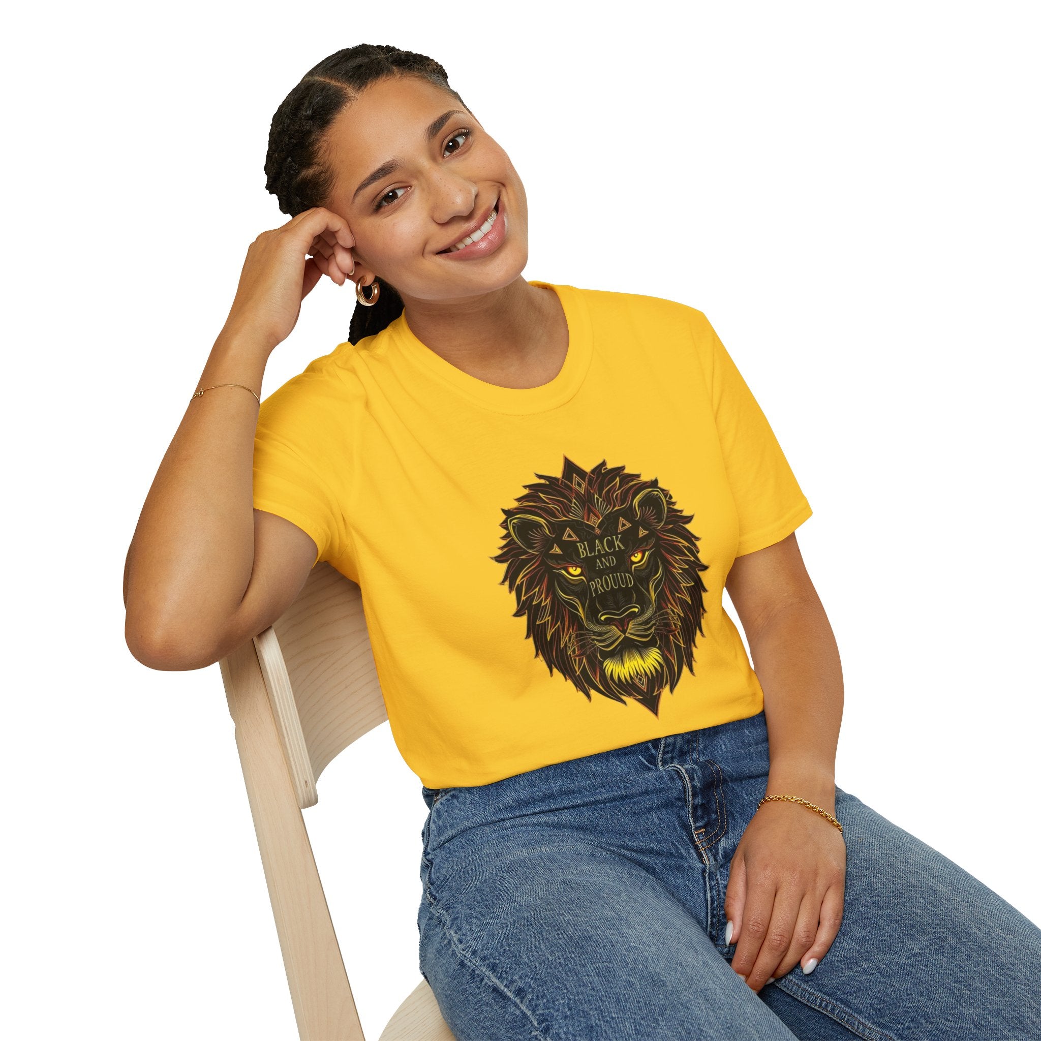 Black & Proud Lion Softstyle T-Shirt - Unisex Graphic Tee