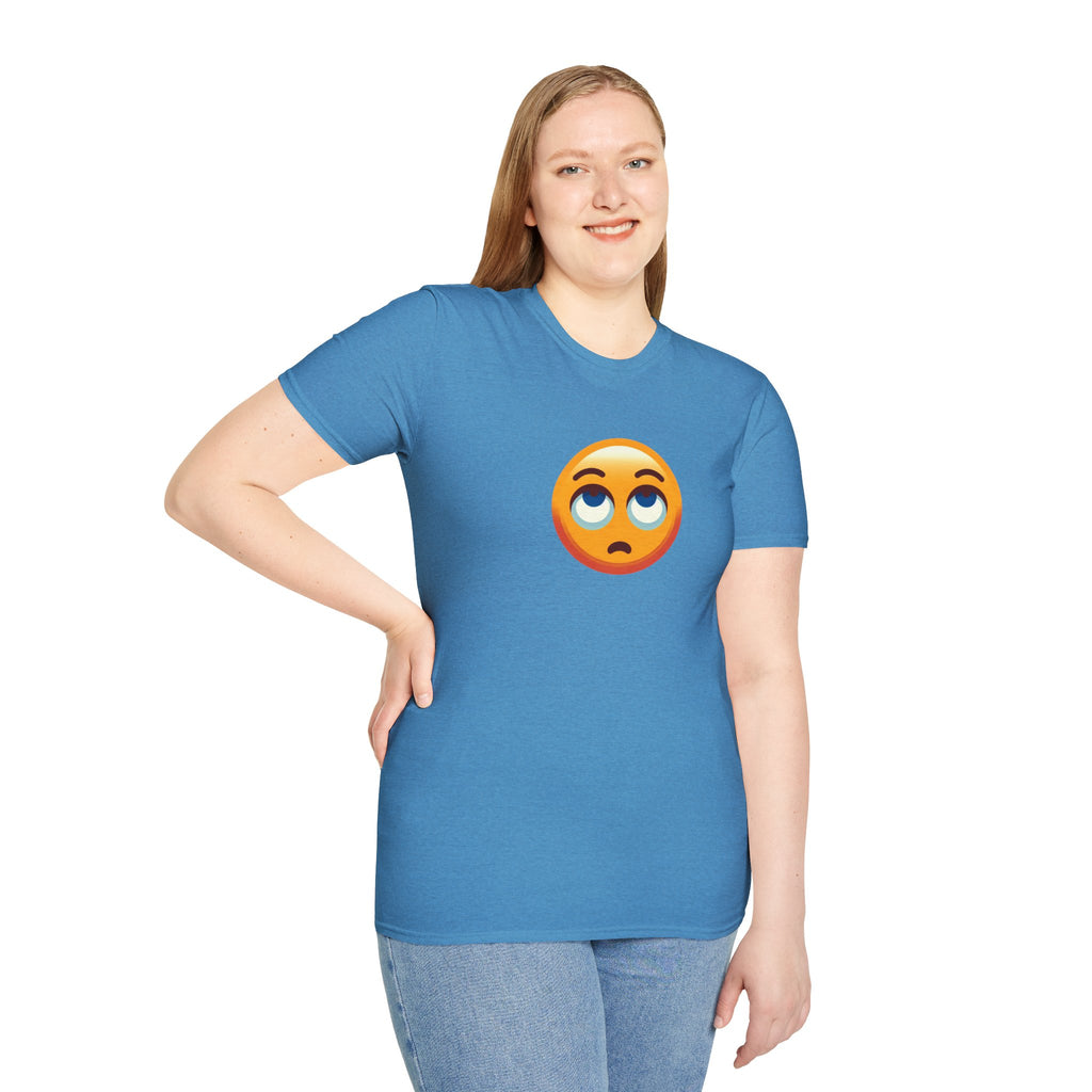 Camiseta unisex de estilo suave con emoji de ojos en blanco | Camiseta gráfica informal para el día a día