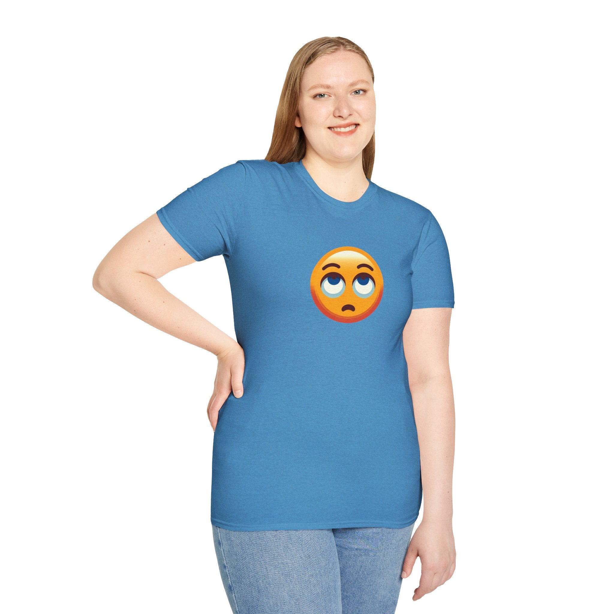 Camiseta unisex de estilo suave con emoji de ojos en blanco | Camiseta gráfica informal para el día a día
