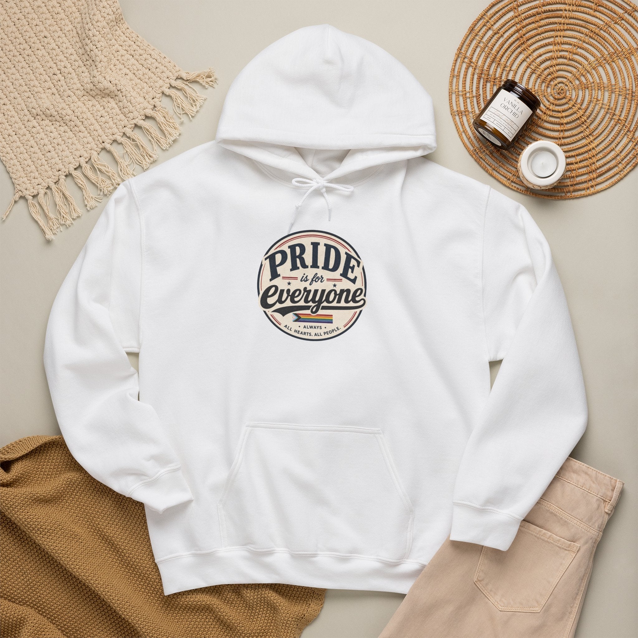 Pride Is For Everyone Pullover Hoodie — Vintage Graphic Inclusivity Sweatshirt