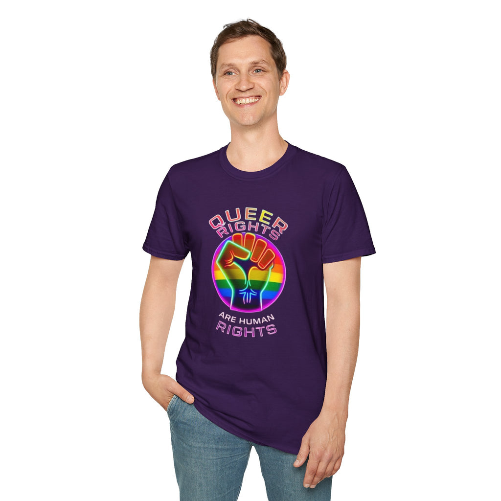 Unisex Softstyle T-Shirt - Queer Rights Are Human Rights Statement Tee