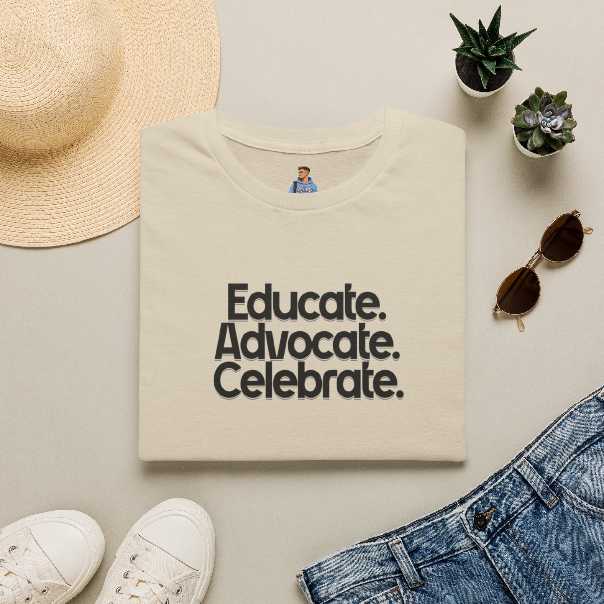 Teacher Advocate T-Shirt - Subtle Pride Educate Advocate Celebrate Design