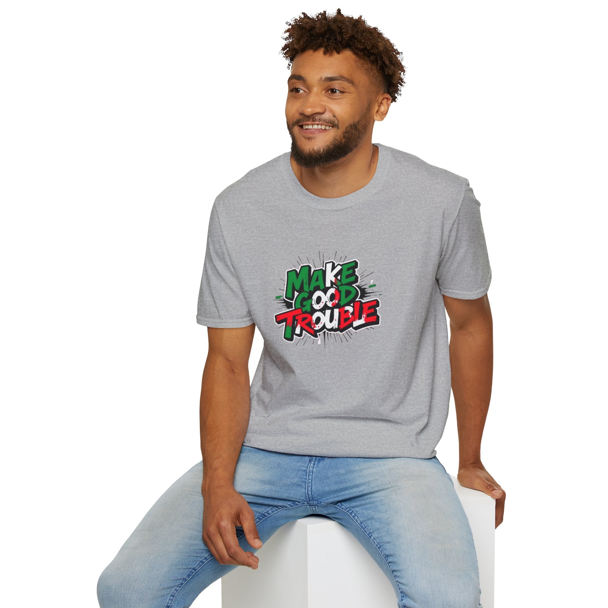 Camiseta unisex de estilo suave Make Good Trouble | Divertida camiseta gráfica para activistas y creadores de tendencias