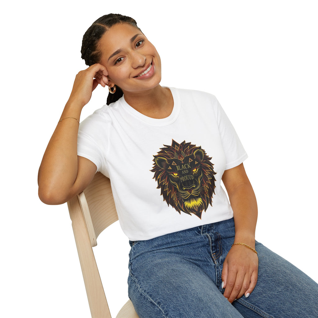 Black & Proud Lion Softstyle T-Shirt - Unisex Graphic Tee