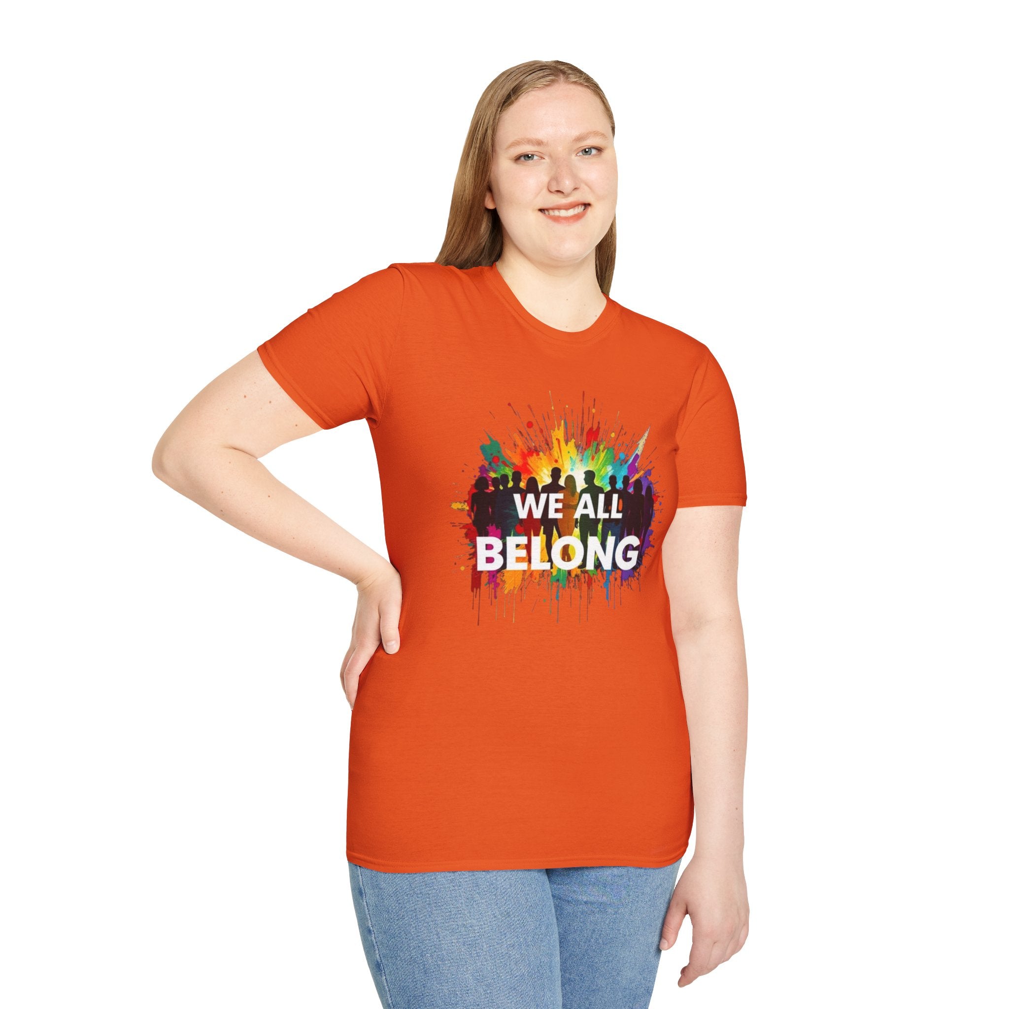 We All Belong Unisex Softstyle T-Shirt - Colorful Pride Tee