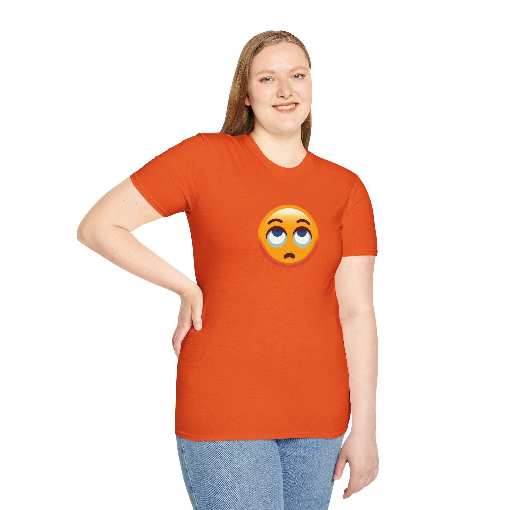 Camiseta unisex de estilo suave con emoji de ojos en blanco | Camiseta gráfica informal para el día a día