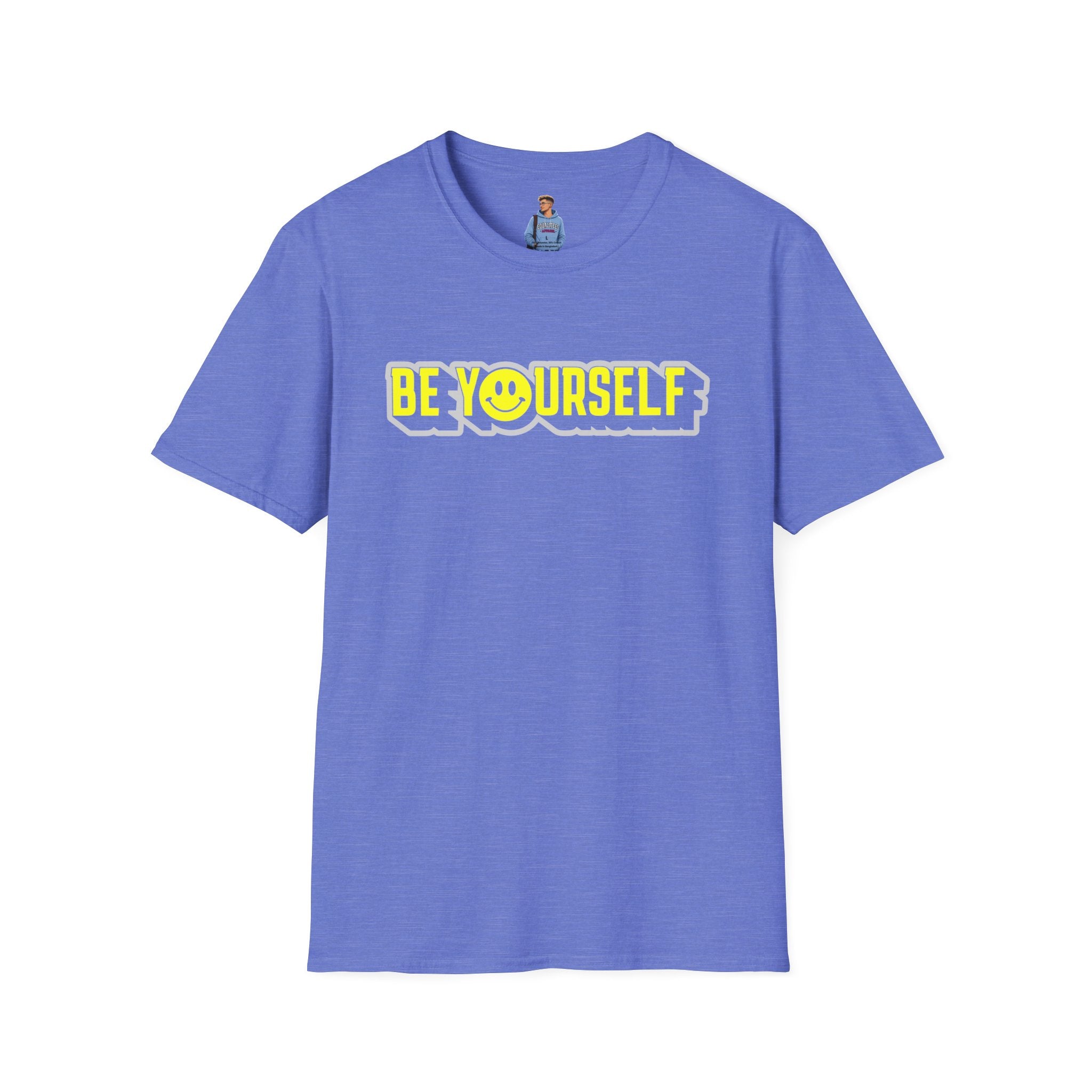 Camiseta unisex de estilo suave con el mensaje "Sé tú mismo" y "Smiley"