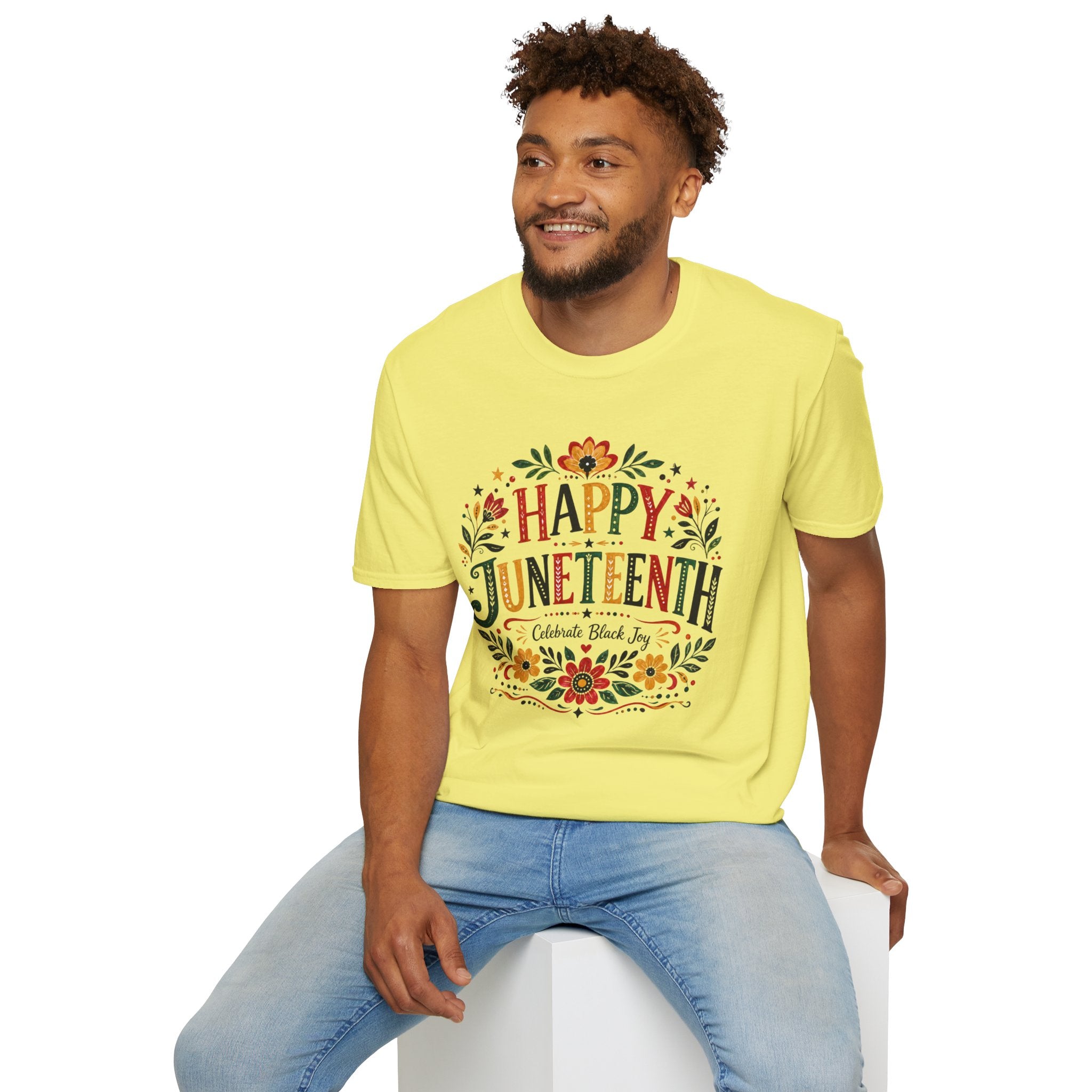 Juneteenth T-Shirt — "Happy Juneteenth" Floral Celebration Tee