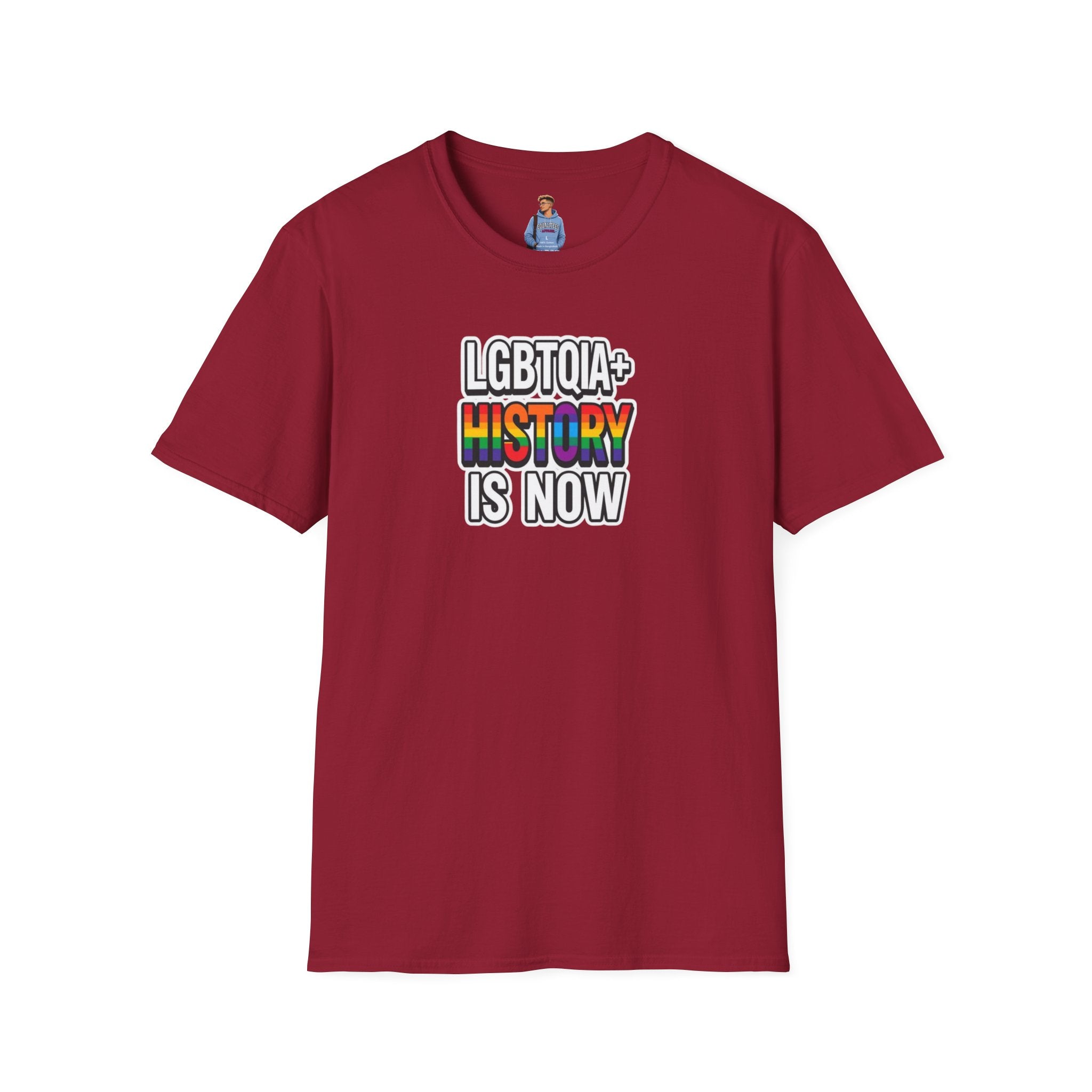 Camiseta unisex de estilo suave con la historia LGBTQIA+ ahora