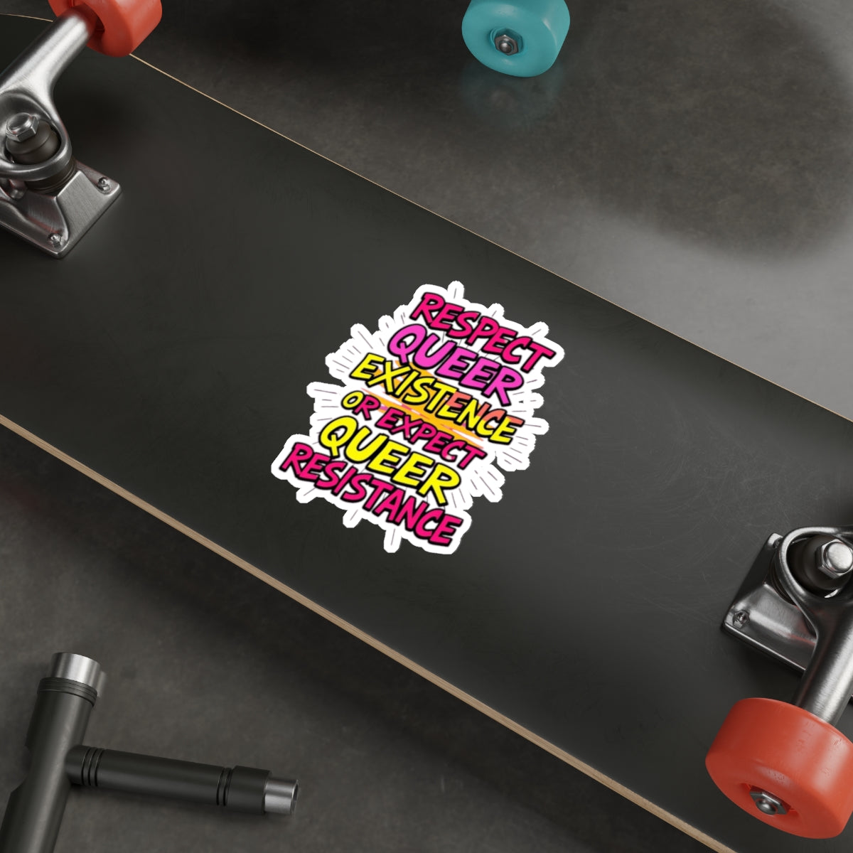 RESPECT QUEER EXISTENCE Die-Cut Sticker - EqualiTees.Me
