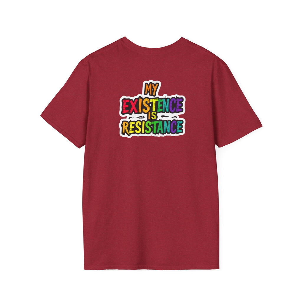 Camiseta unisex Softstyle - Diseño de corazón de orgullo con la frase 'La existencia es resistencia'