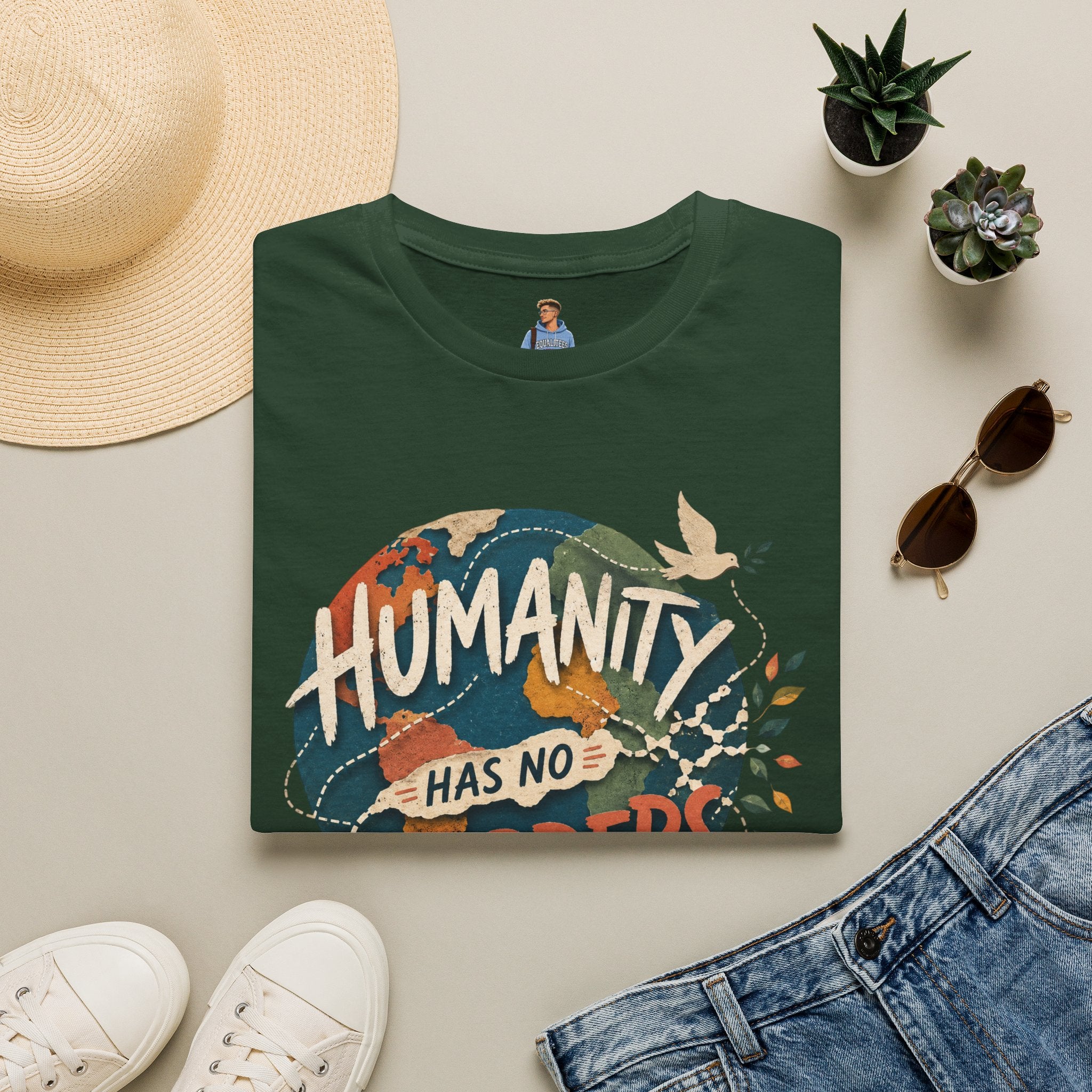 Humanity Has No Borders T-Shirt — Earth & Peace Graphic Tee