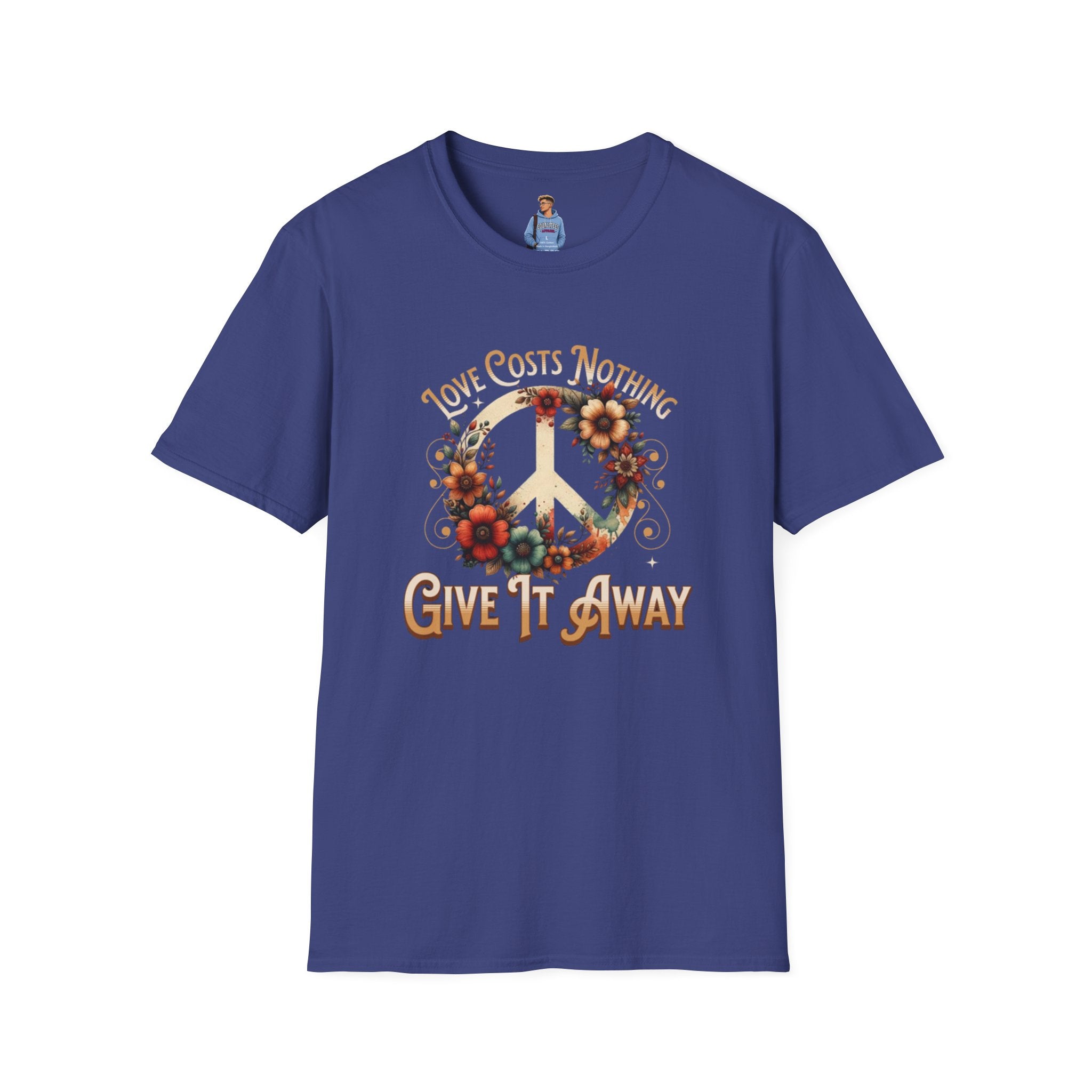 Unisex Softstyle T-Shirt - Love Costs Nothing, Give It Away Floral Peace Design