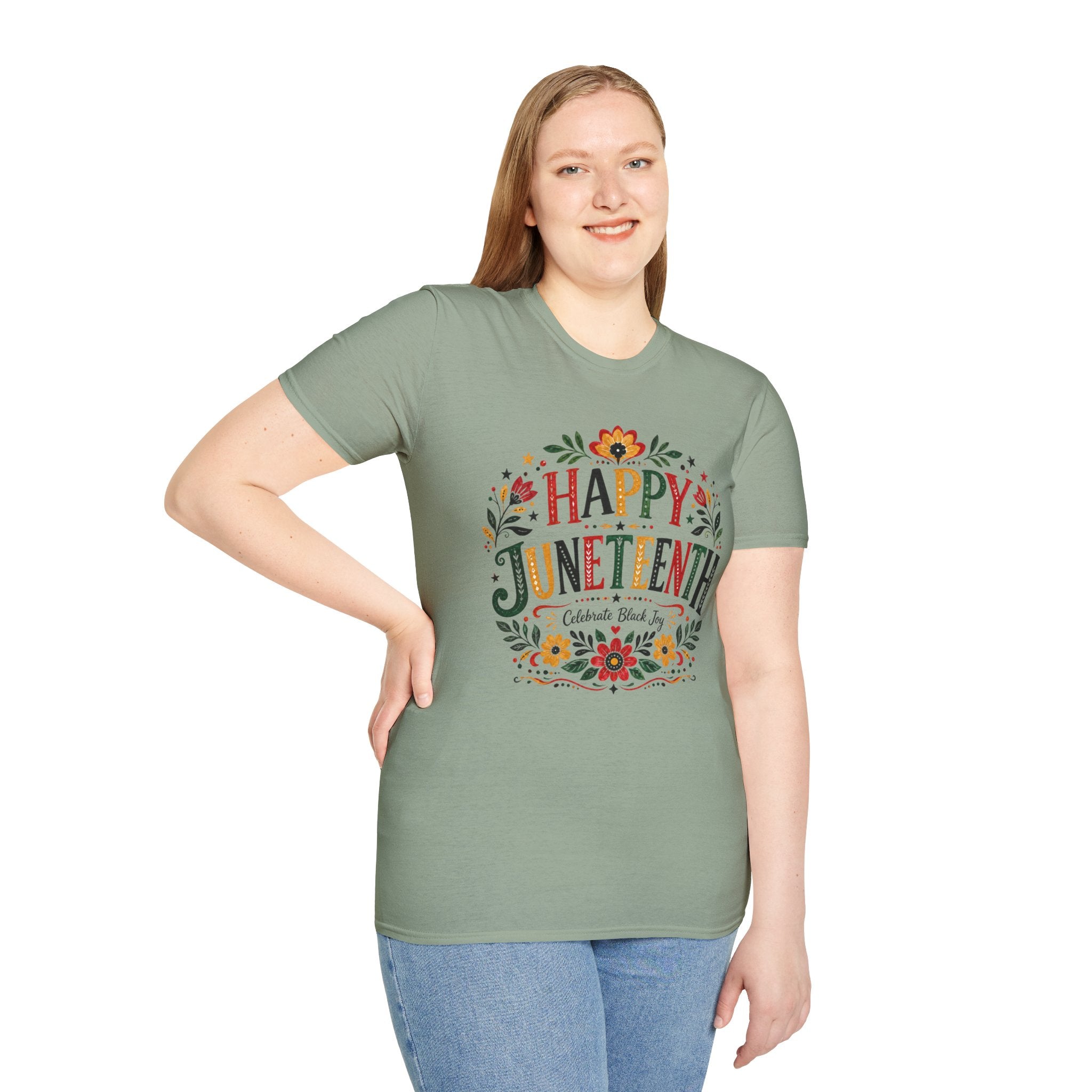 Juneteenth T-Shirt — "Happy Juneteenth" Floral Celebration Tee