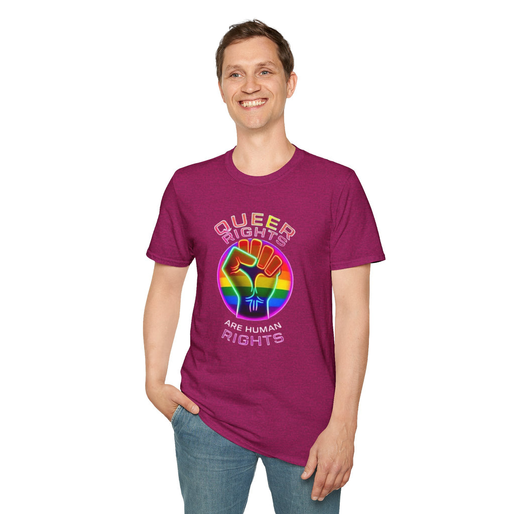 Unisex Softstyle T-Shirt - Queer Rights Are Human Rights Statement Tee