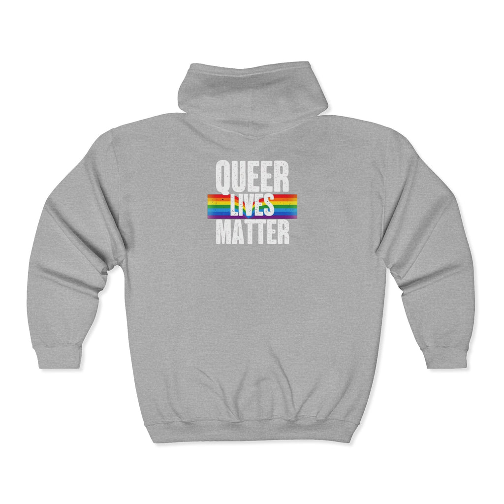 Queer Lives Matter Zip-Up Hoodie - Cozy Outdoor Style