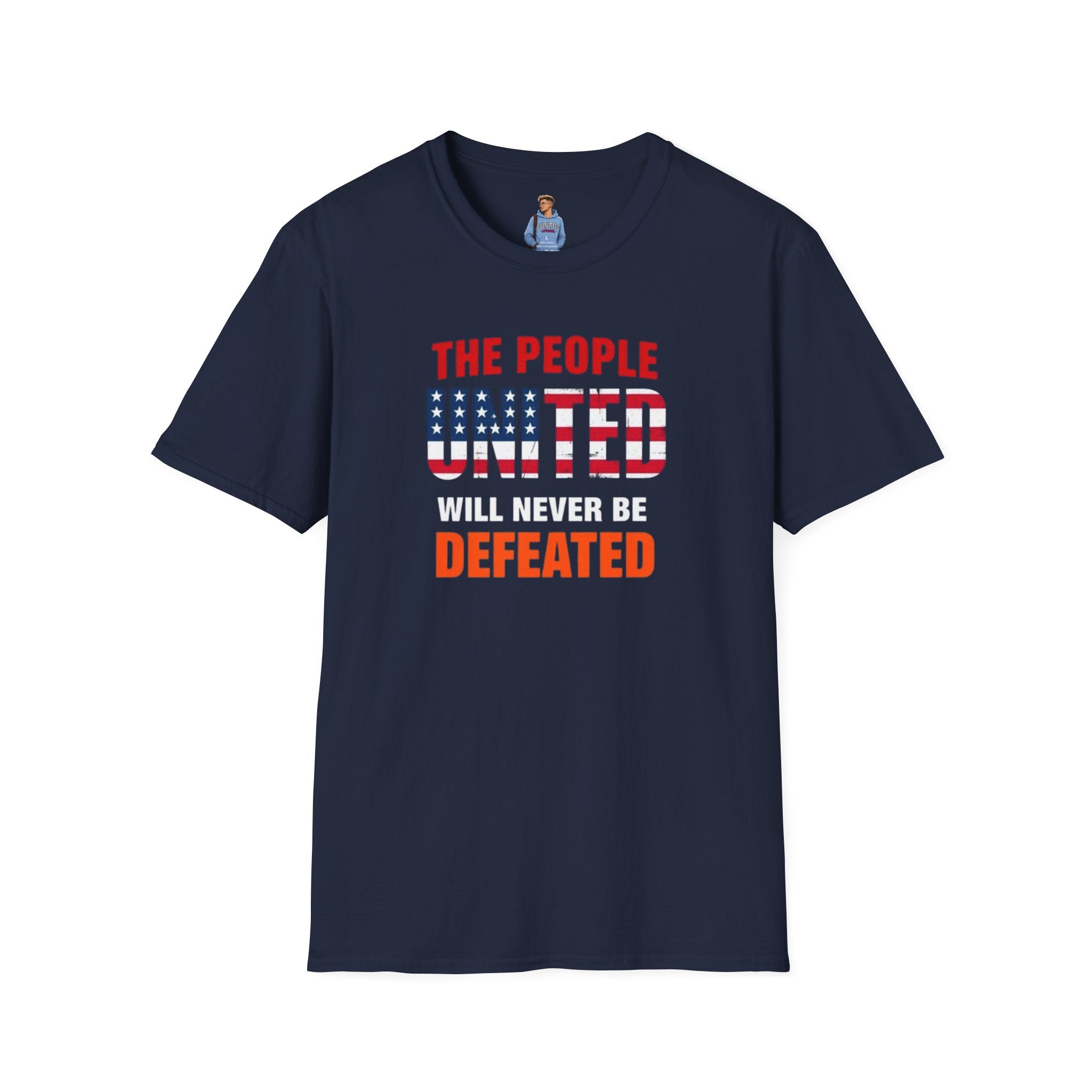 Camiseta unisex de estilo suave con gráficos "El Pueblo Unido" y "Los valores MAGA no son valores estadounidenses".