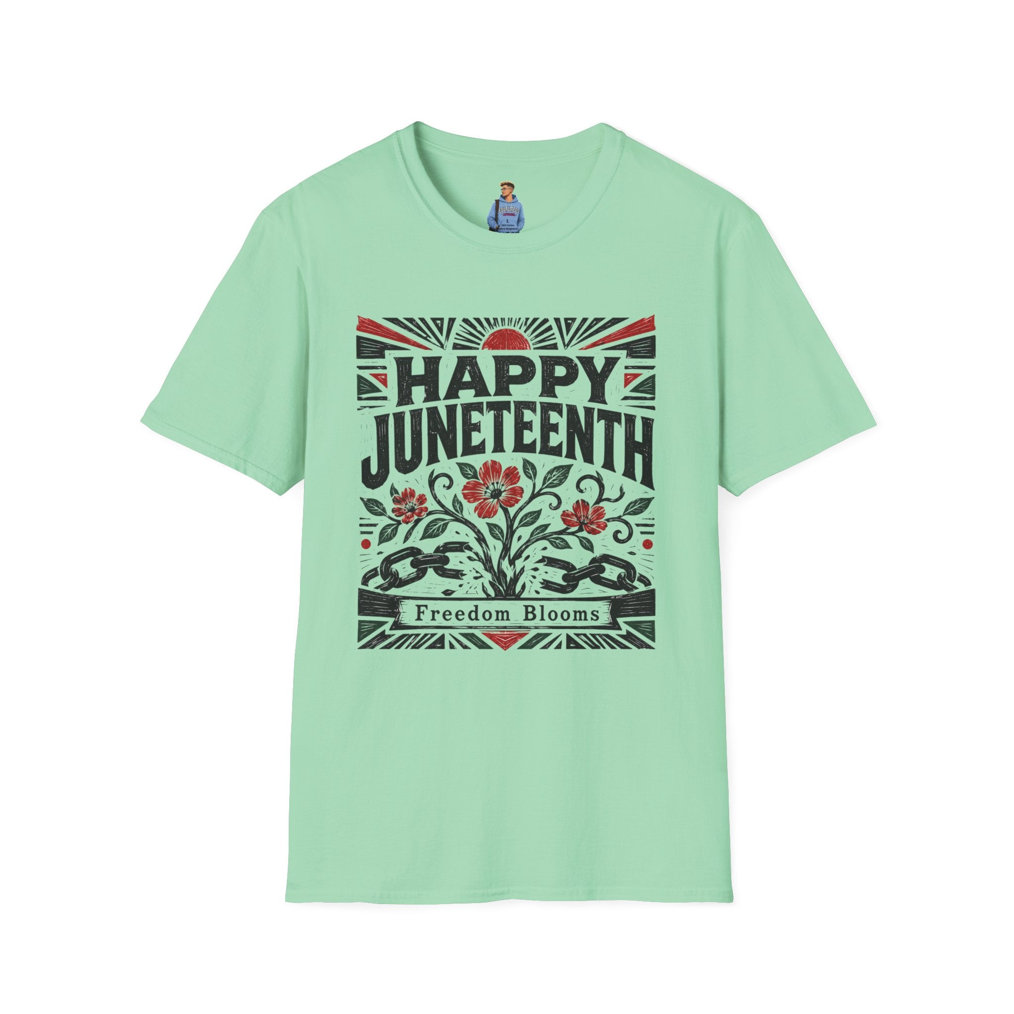 Juneteenth T-Shirt — "Happy Juneteenth" Floral Freedom Tee