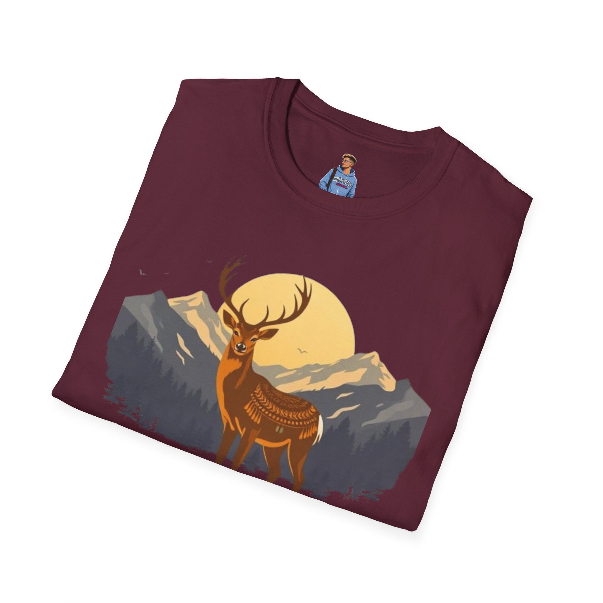 Mountain Sunset Deer Unisex Softstyle T-Shirt