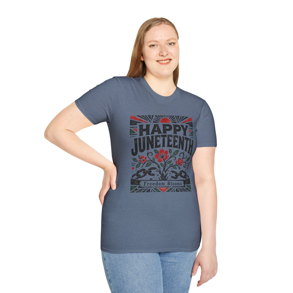 Juneteenth T-Shirt — "Happy Juneteenth" Floral Freedom Tee
