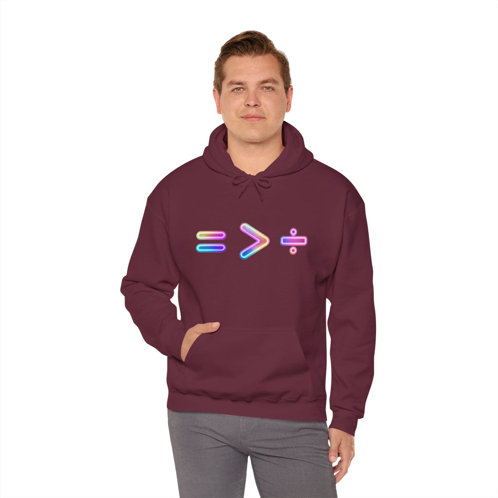 Equality is Greater than Division Neon Style Pullover Hoodie