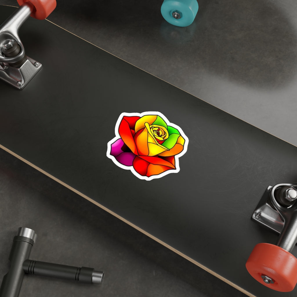 Rainbow Stained Glass Design Rose Sticker - EqualiTees.Me
