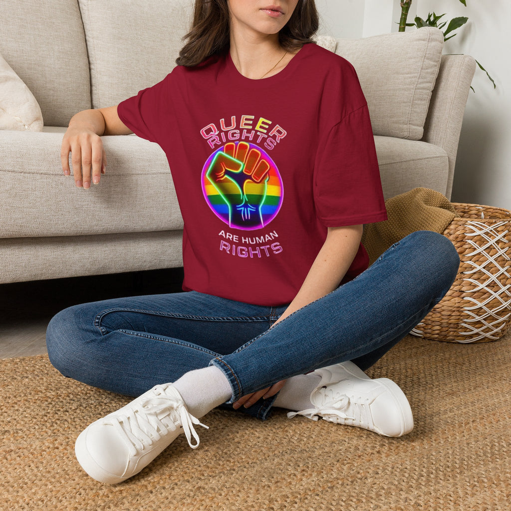 Unisex Softstyle T-Shirt - Queer Rights Are Human Rights Statement Tee