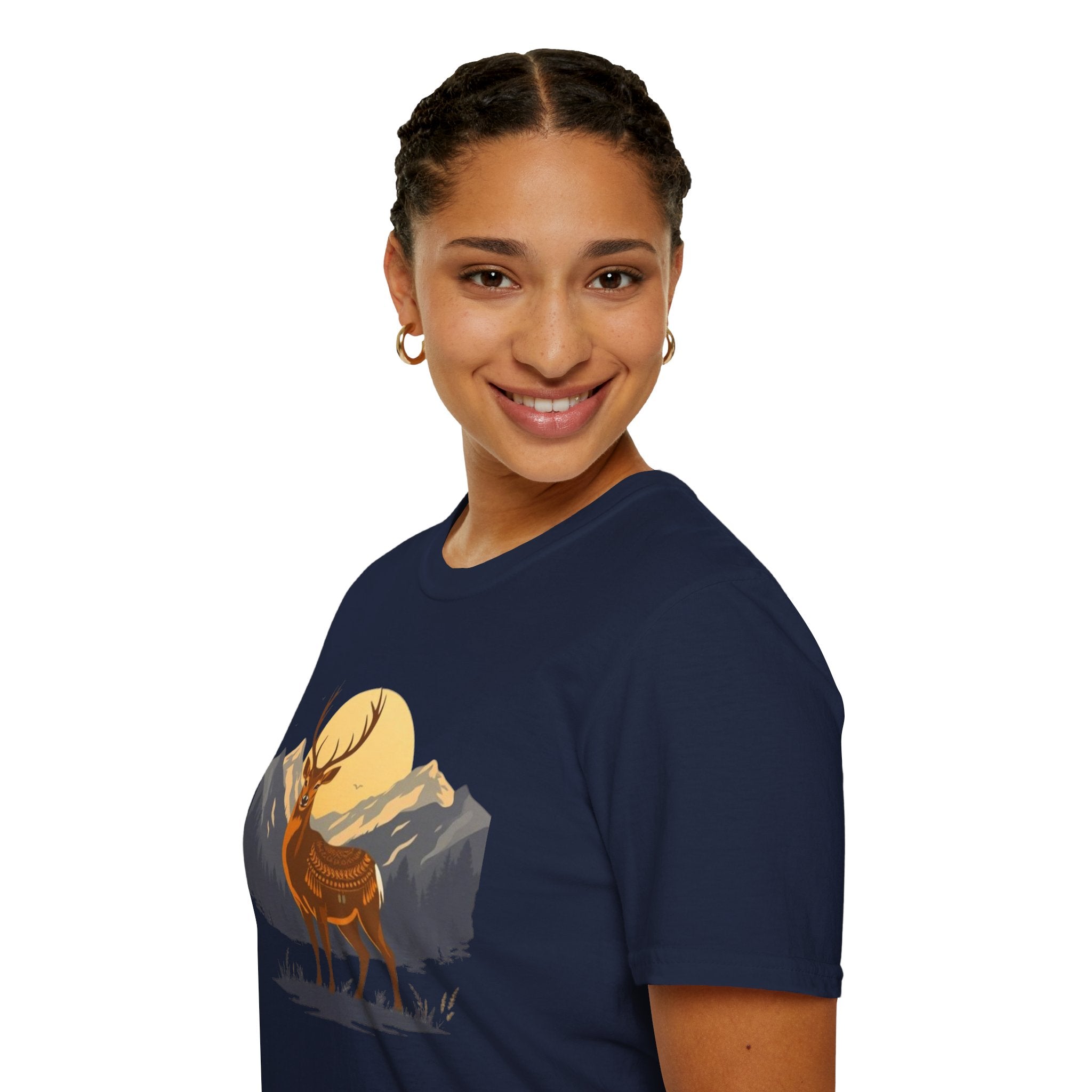 Mountain Sunset Deer Unisex Softstyle T-Shirt