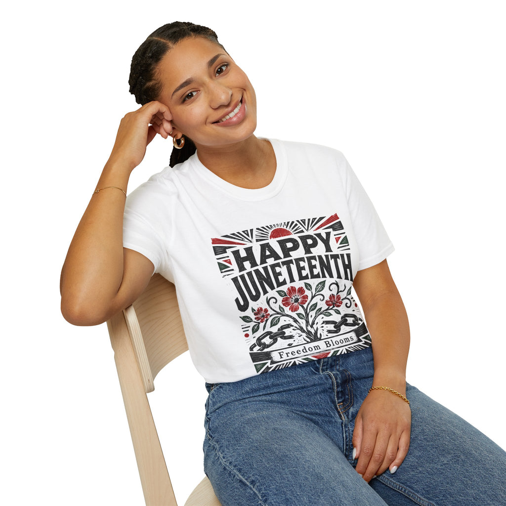 Juneteenth T-Shirt — "Happy Juneteenth" Floral Freedom Tee