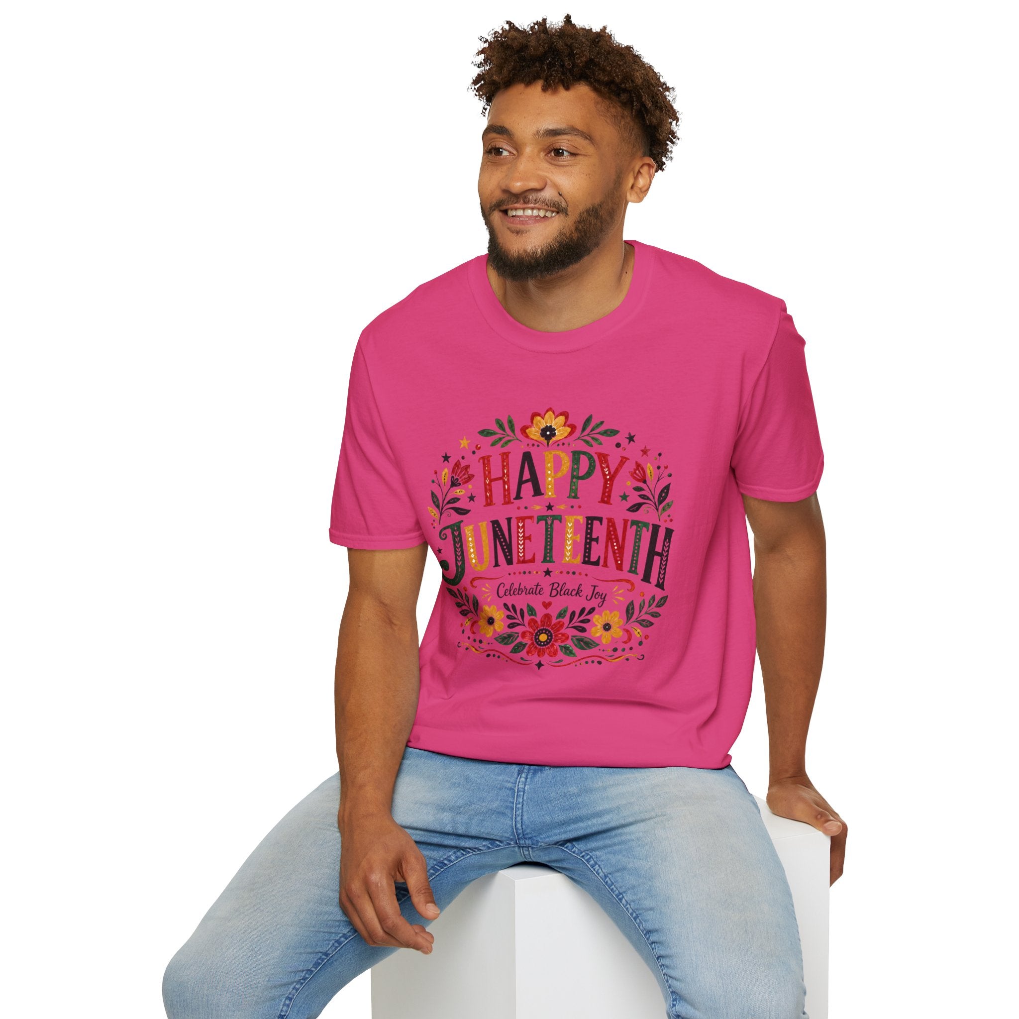 Juneteenth T-Shirt — "Happy Juneteenth" Floral Celebration Tee