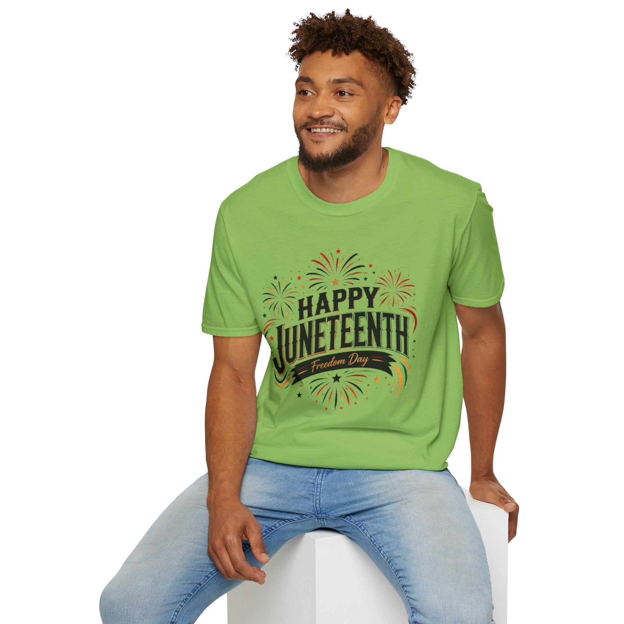 Juneteenth T-Shirt - "Happy Juneteenth" Fireworks Celebration Tee