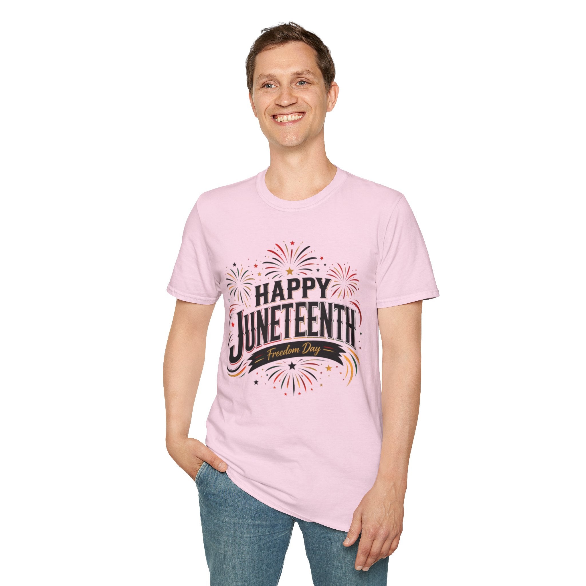 Juneteenth T-Shirt - "Happy Juneteenth" Fireworks Celebration Tee