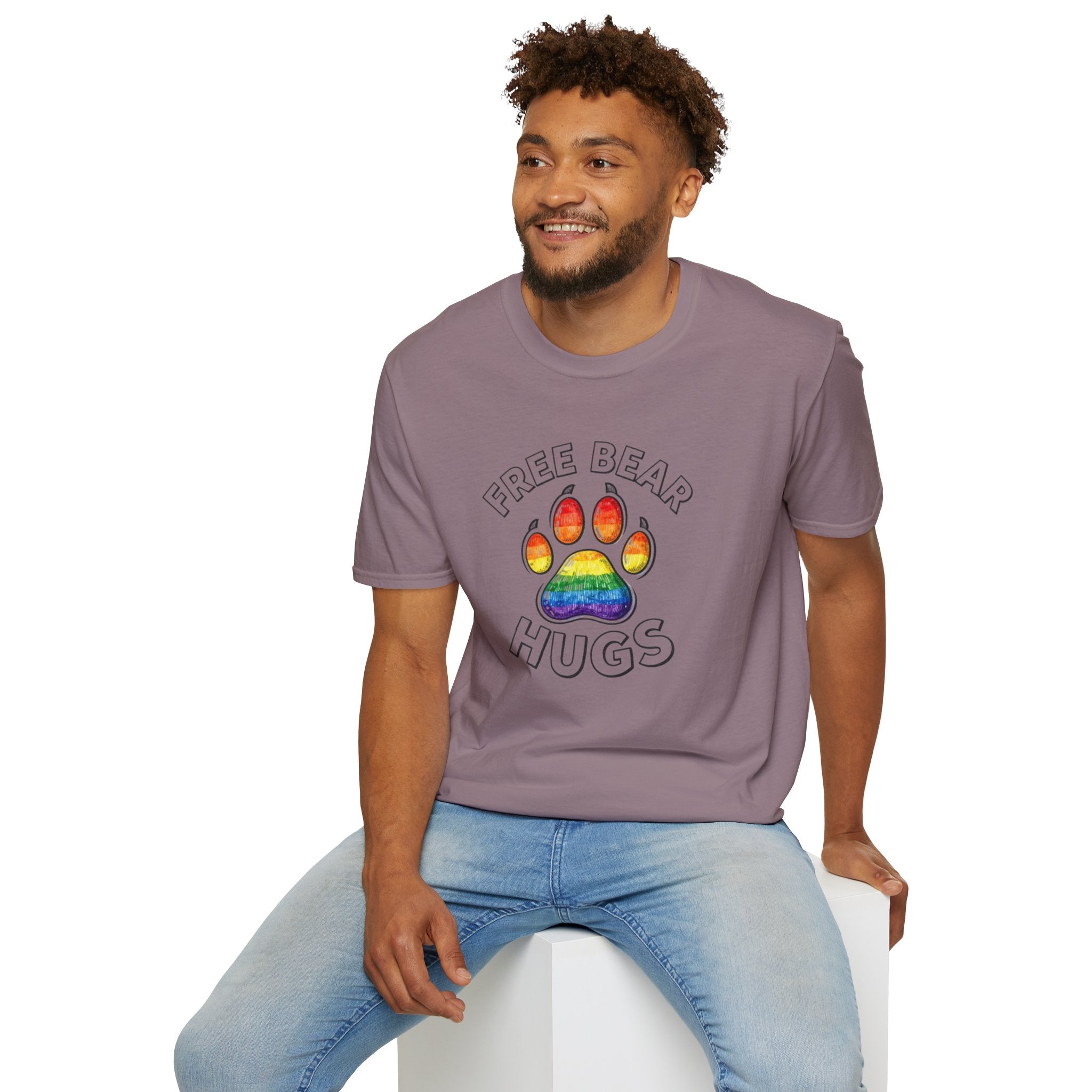 Free Bear Hugs Rainbow Paw T-Shirt