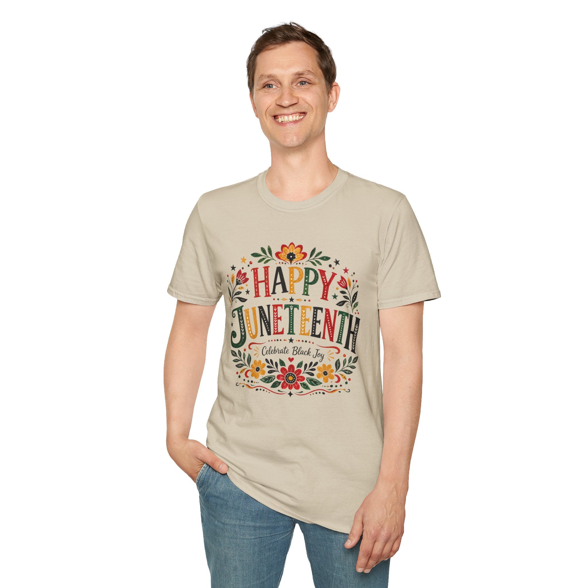 Juneteenth T-Shirt — "Happy Juneteenth" Floral Celebration Tee