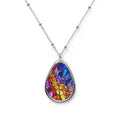 Stained Glass Mosaic Teardrop Pendant Necklace
