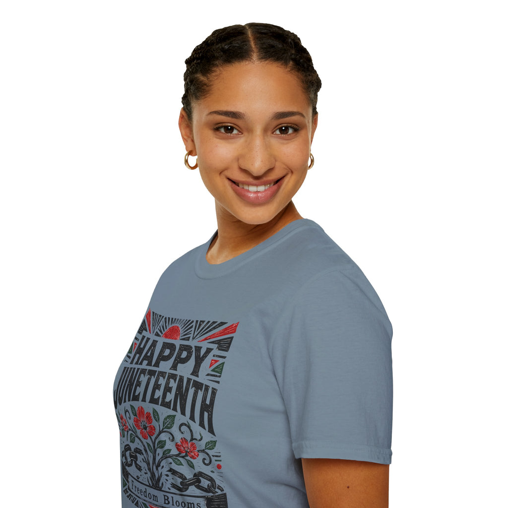 Juneteenth T-Shirt — "Happy Juneteenth" Floral Freedom Tee