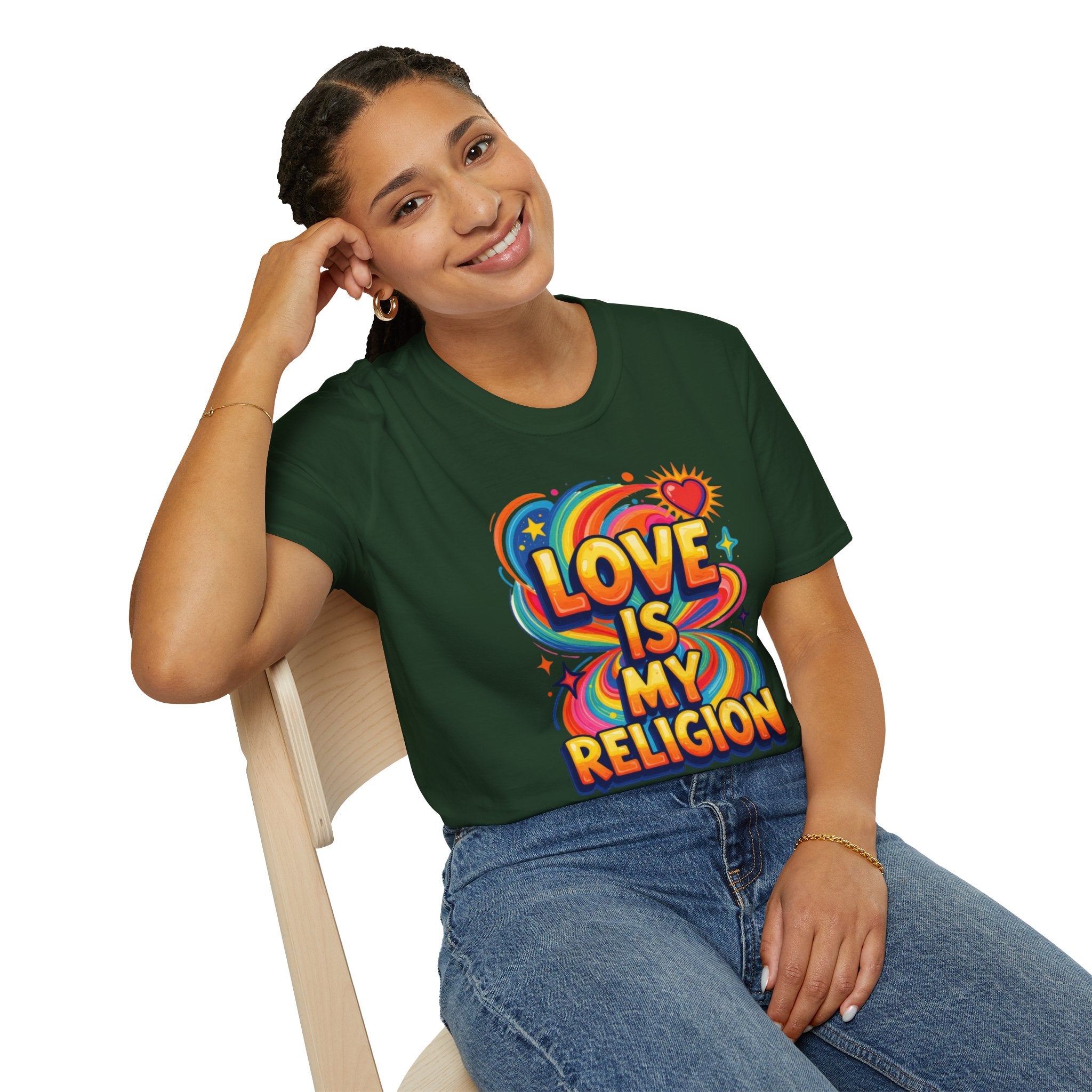 Love Is My Religion Retro Rainbow Graphic T-shirt