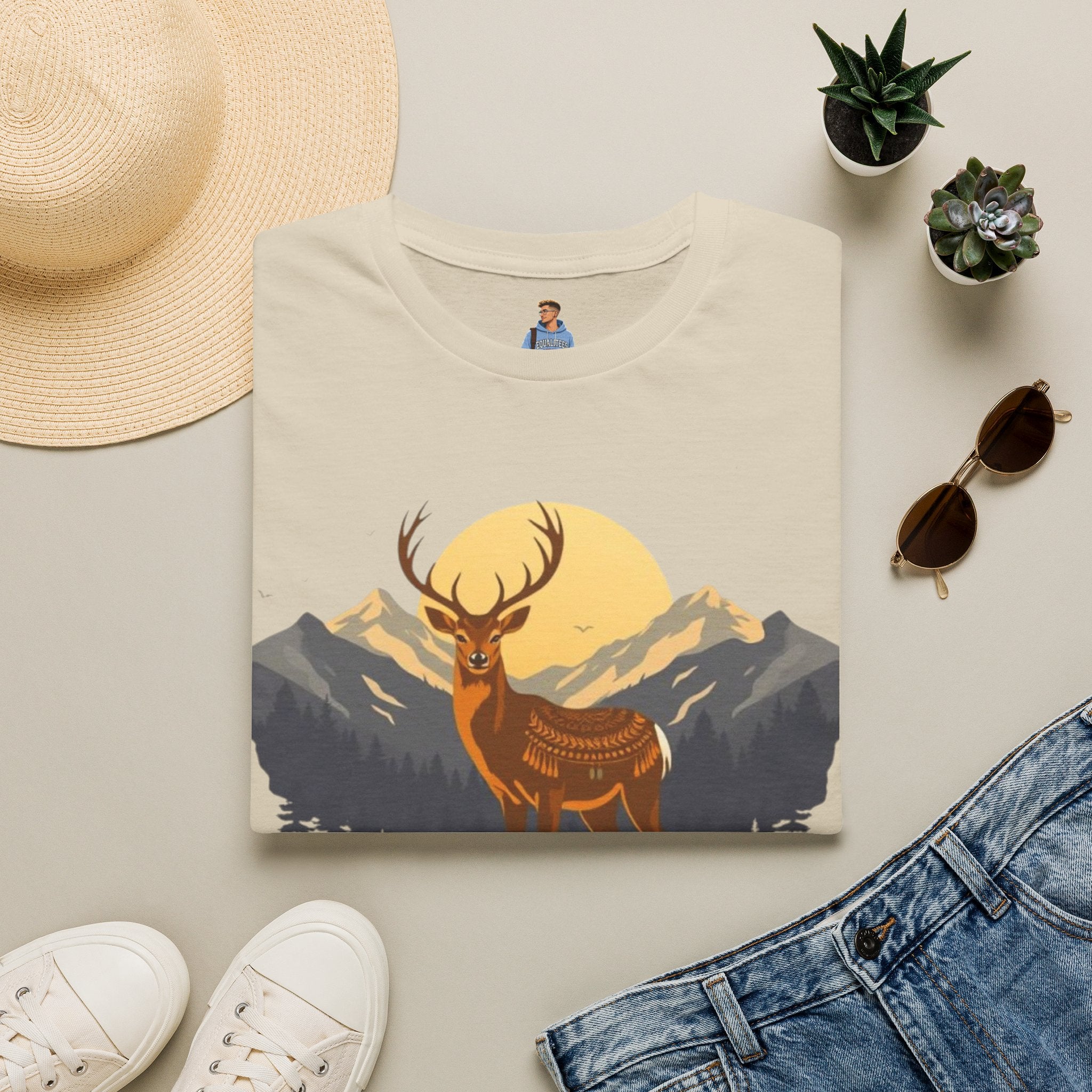 Mountain Sunset Deer Unisex Softstyle T-Shirt