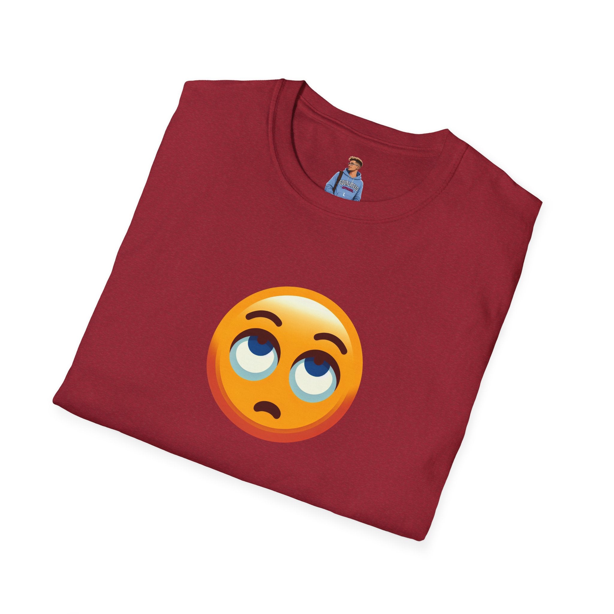 Camiseta unisex de estilo suave con emoji de ojos en blanco | Camiseta gráfica informal para el día a día