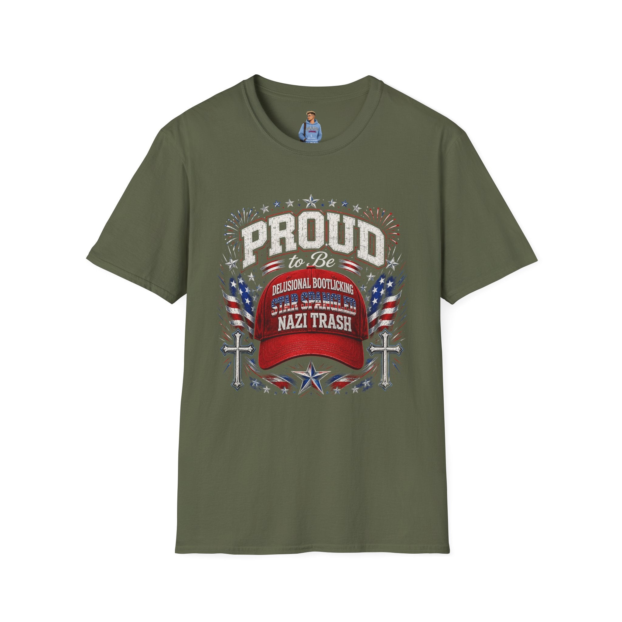 Star Spangled Awesome Graphic Tee ("Proud to Be Delusional Bootlicking Nazi Trash")