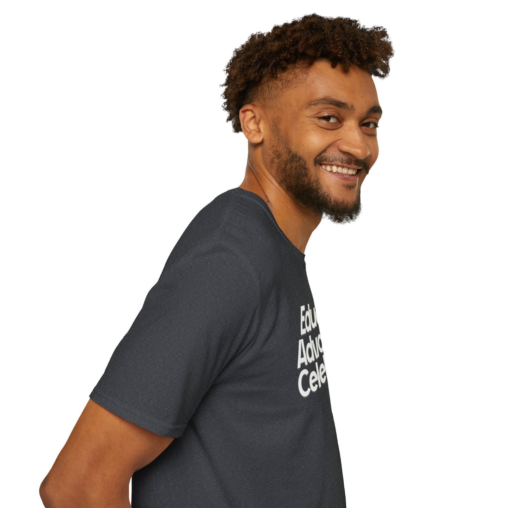 Educate. Advocate. Celebrate. Minimalist Pride T-Shirt