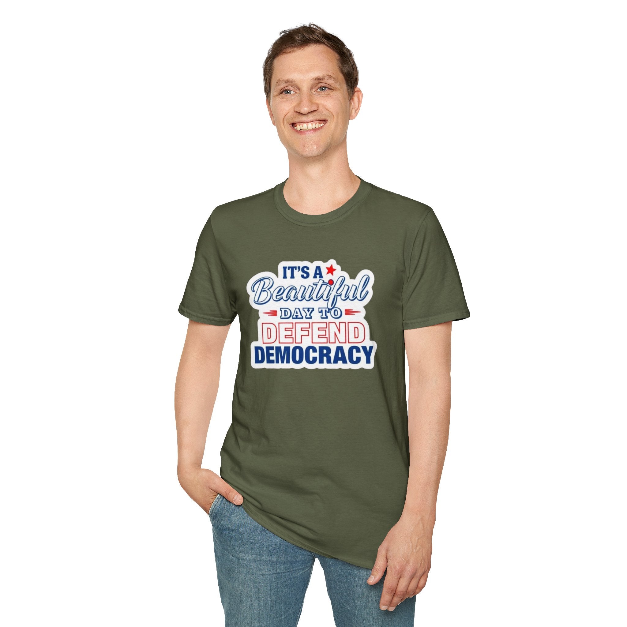 Defend Democracy Unisex Softstyle T-Shirt - Perfect for Activism and Everyday Wear