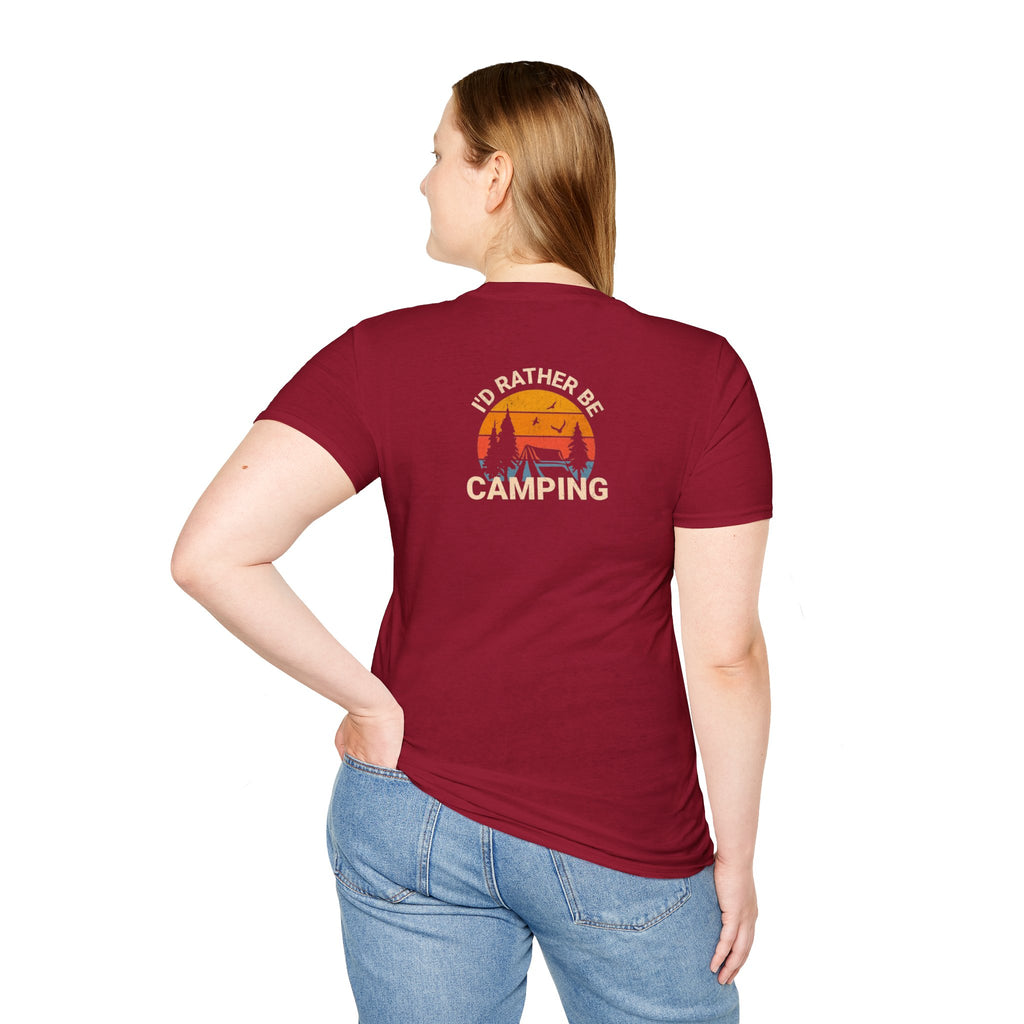 Unisex Softstyle T-Shirt - 'I'd Rather Be Camping' Adventure Tee