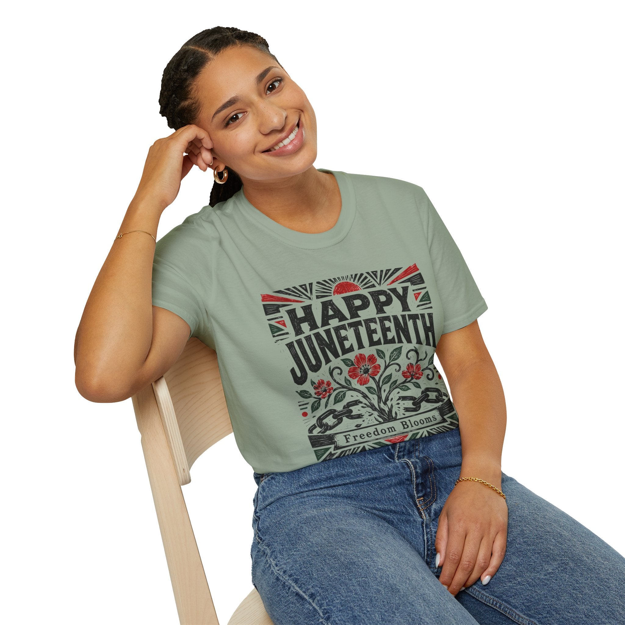 Juneteenth T-Shirt — "Happy Juneteenth" Floral Freedom Tee