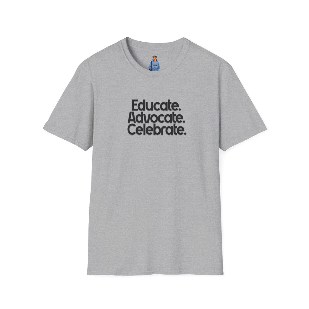 Teacher Advocate T-Shirt - Subtle Pride Educate Advocate Celebrate Design