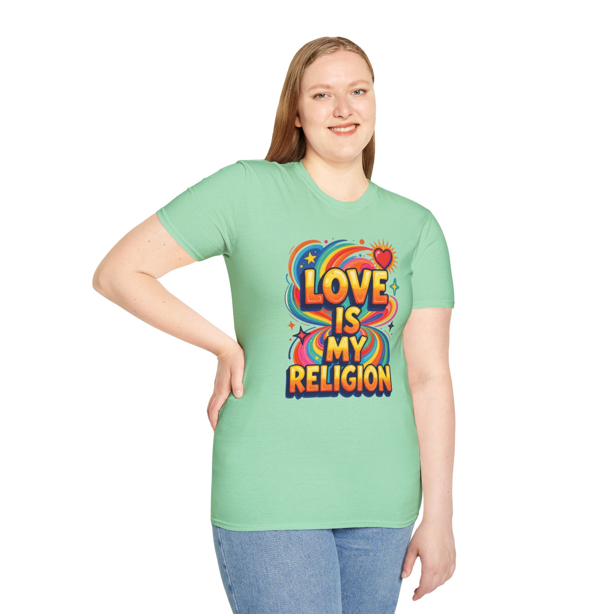 Love Is My Religion Retro Rainbow Graphic T-shirt