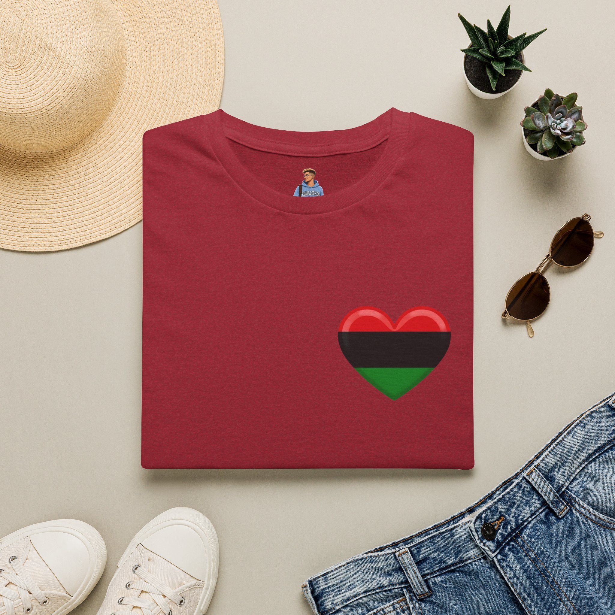 Camiseta unisex de estilo suave Unity and Heritage con corazón panafricano